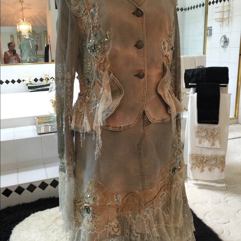 2 Pcs Jacket and skirt set jeans